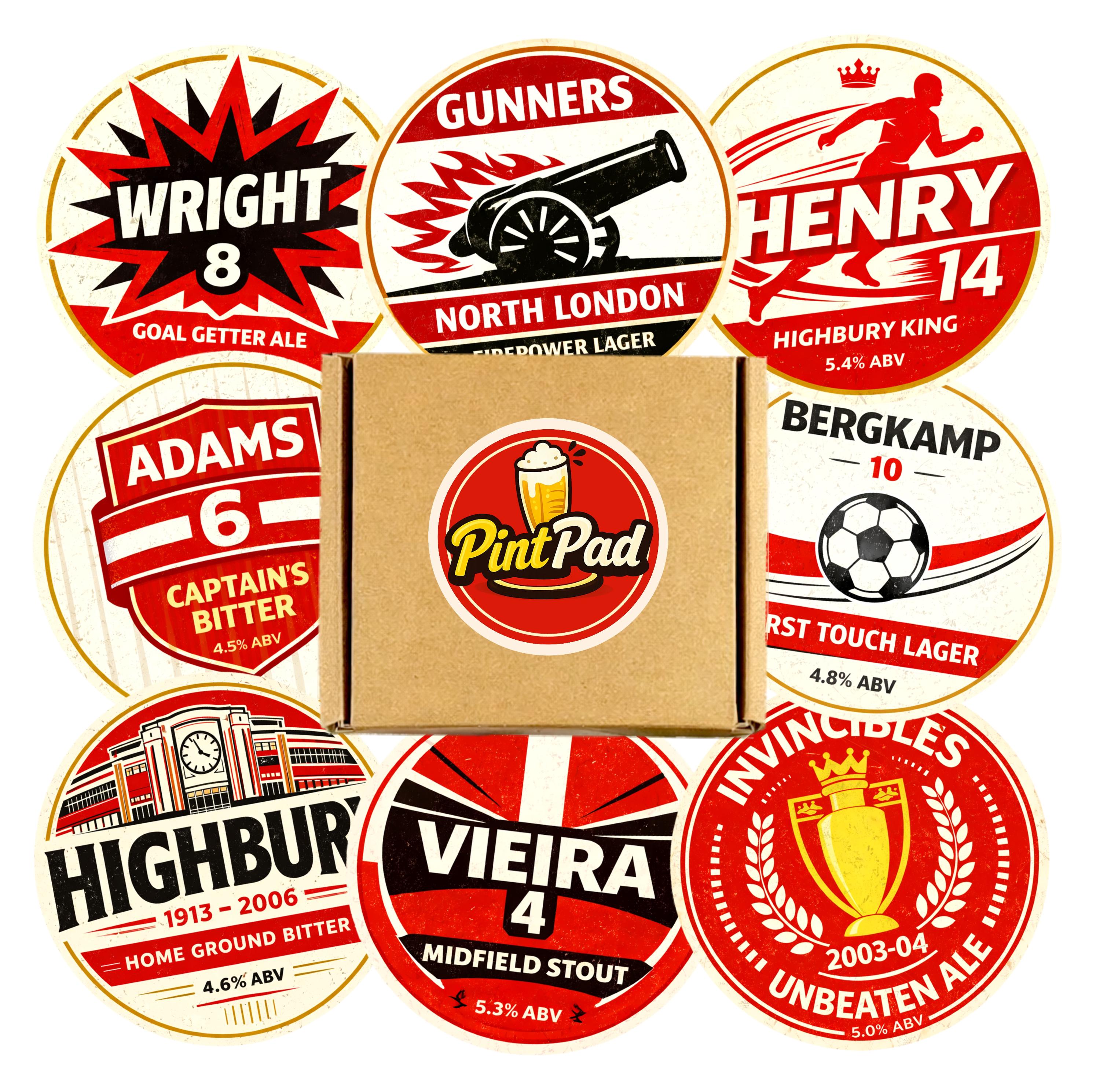 Arsenal Football Legends Beer Mats – Set of 8 Round Double Sided Pub ...