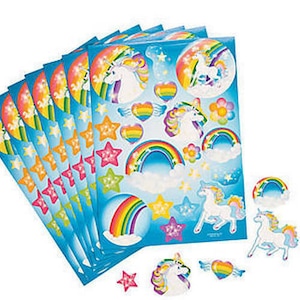 12er Pack - Einhorn Sticker Blätter - Lustige und magische Aufkleber für Kinder- und Bastelprojekte