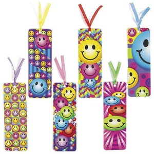 Pack of 12 - Bright Smiley Bookmarks - Cheerful and Fun Accessories for Readers