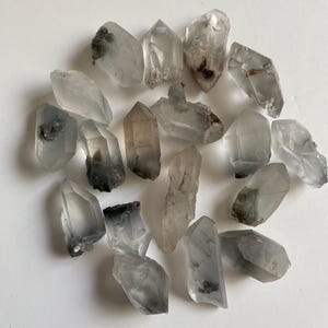 Blue Tara Gridding Quartz, Blue Tara Quartz Points, Blue Tourmaline Included Points, 18 Blue Tara Points, Quartz