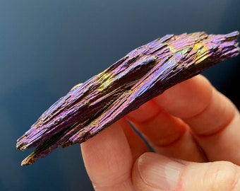 Purple and Gold Aura Coated Kyanite Wing, Aura Kyanite Wing, Aura Coated Kyanite Wing, Purple Kyanite Wing, Kyanite Wing, Kyanite