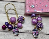 Sugar skull beaded bookmark, hobonochi weeks bookmark