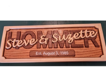 Custom 3D Sign - Wedding or Anniversary Gift with stacked text. Also known as a family sign.