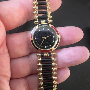 Fine Gold Tone and Enamel Quartz Watch