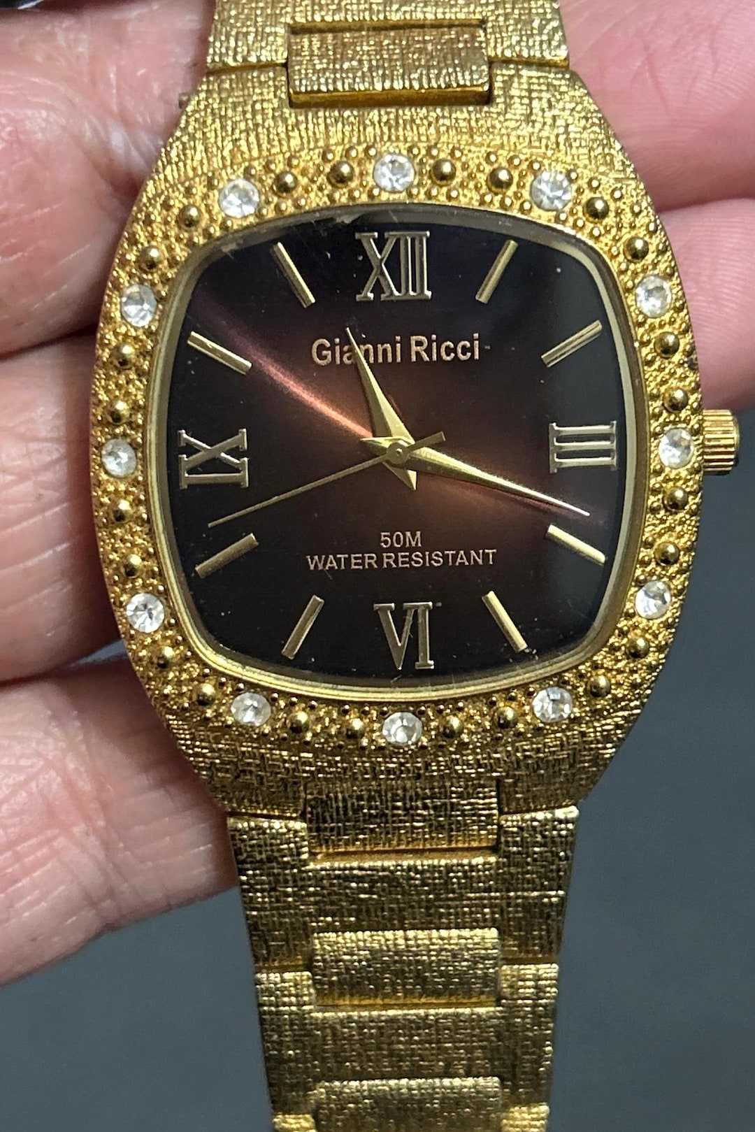 Daniel Ricci Watch Fine Mens Gianni Ricci Gold Tone Stone Set Watch - Etsy