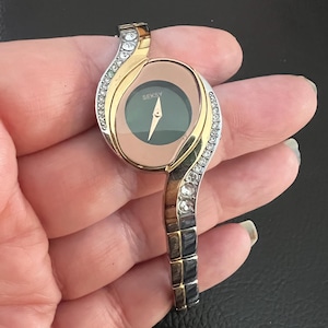 Fine Silver & Gold Tone Seksy By Sekonda Quartz Waved Stone Set Wristwatch