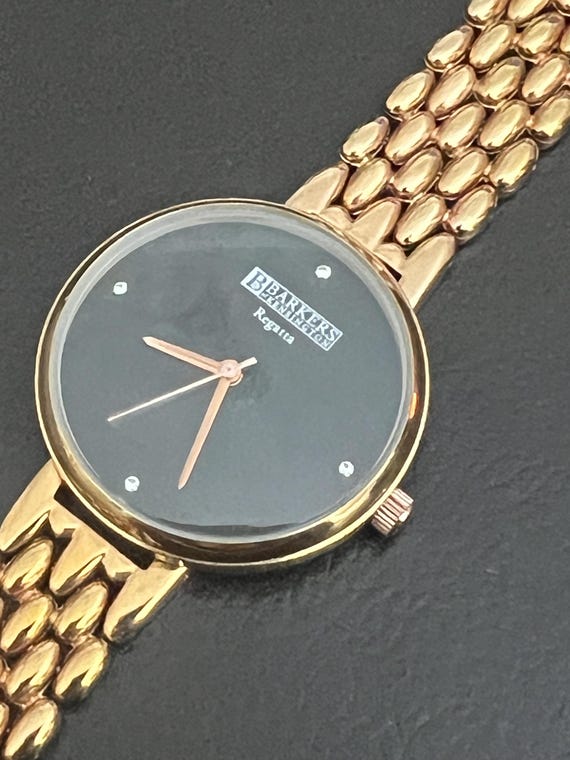 Fine Barker of Kensington Regatta Gold Tone Stone Set Watch 