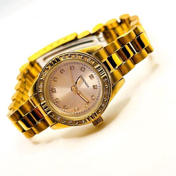 Vintage Sekonda Gold Plate Stone Set Armbanduhr