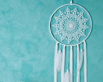 White Dream Catcher Crochet Doily Dreamcatcher large dreamcatcher wedding dreamcatchers nursery decor wall hanging wall decor