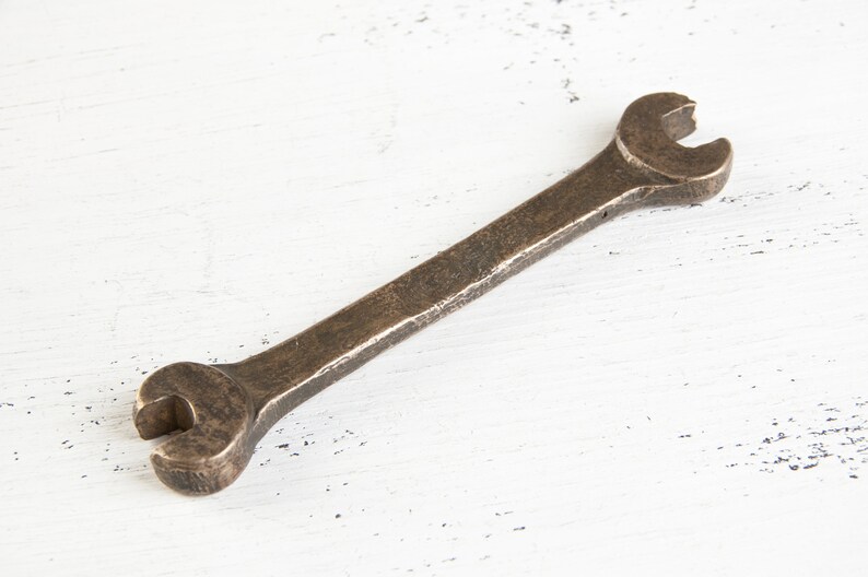 Vintage adjustable wrench Bronze wrench key Brass farmhouse decor Industrial decor