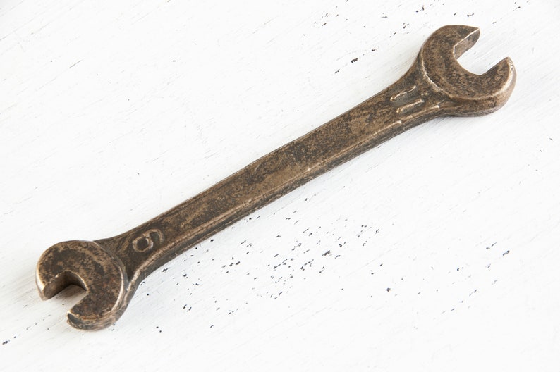 Vintage adjustable wrench Bronze wrench key Brass farmhouse decor Industrial decor