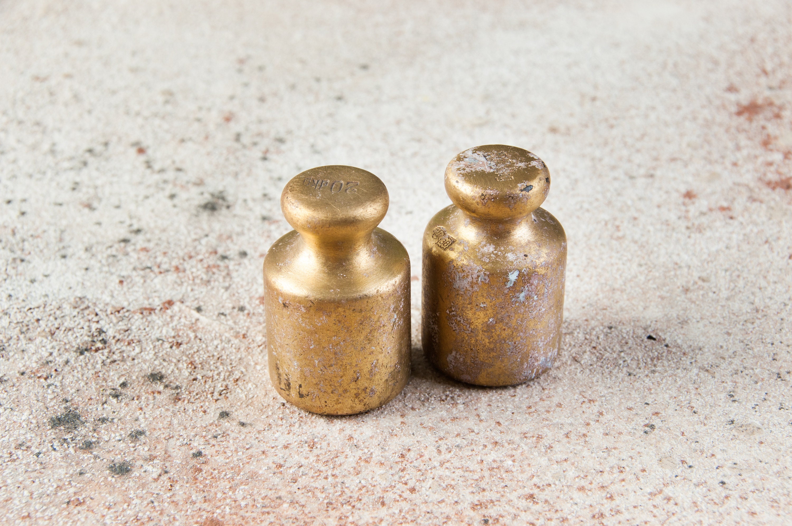 Antique bronze weights 200 grams brass weights set of 2 Etsy