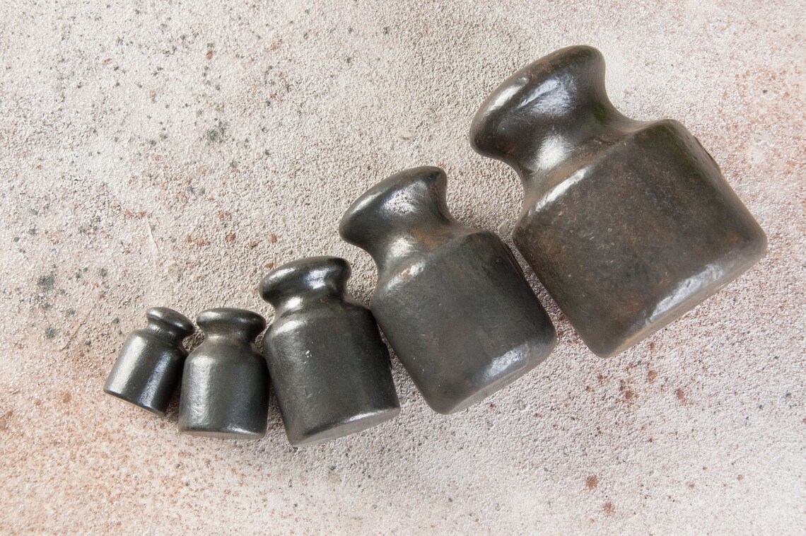 Antique iron weights vintage weights iron rusty weights set Etsy