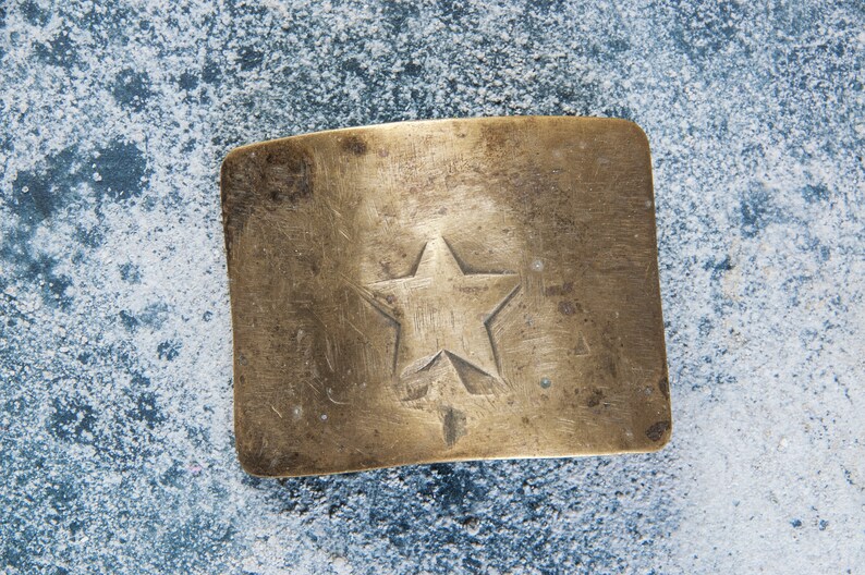 Vintage military belt buckle with a star Army brass buckle Old buckle Military uniform buckle Soviet soldier belt buckle Collectible Props
