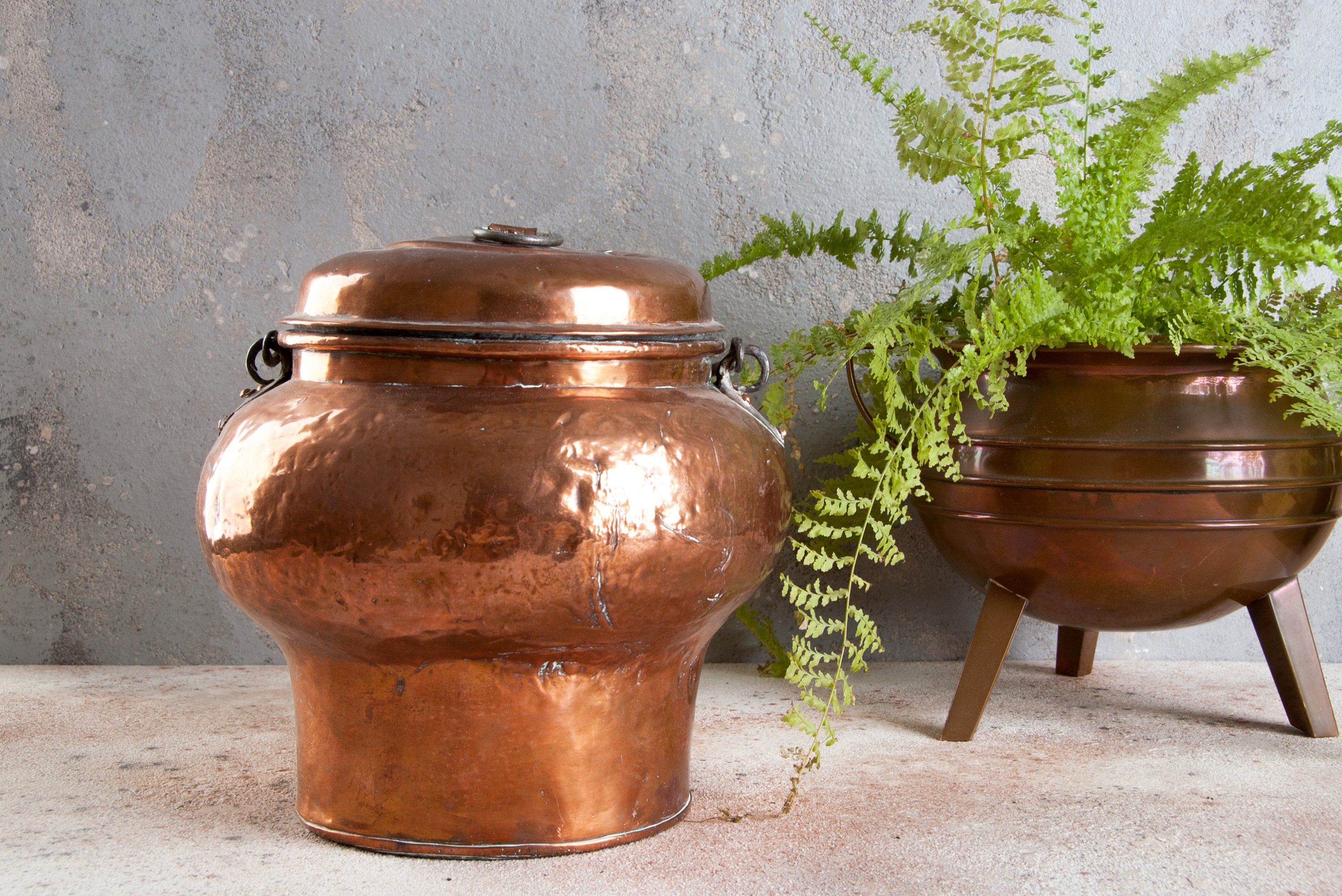 Large copper pot Vintage copper can Old copper jar Etsy