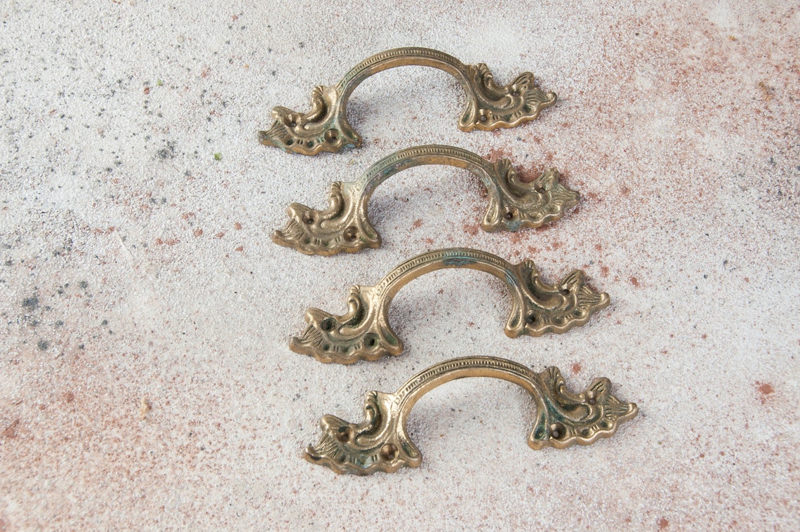 Furniture dresser handles Vintage bronze handles Antique brass Etsy