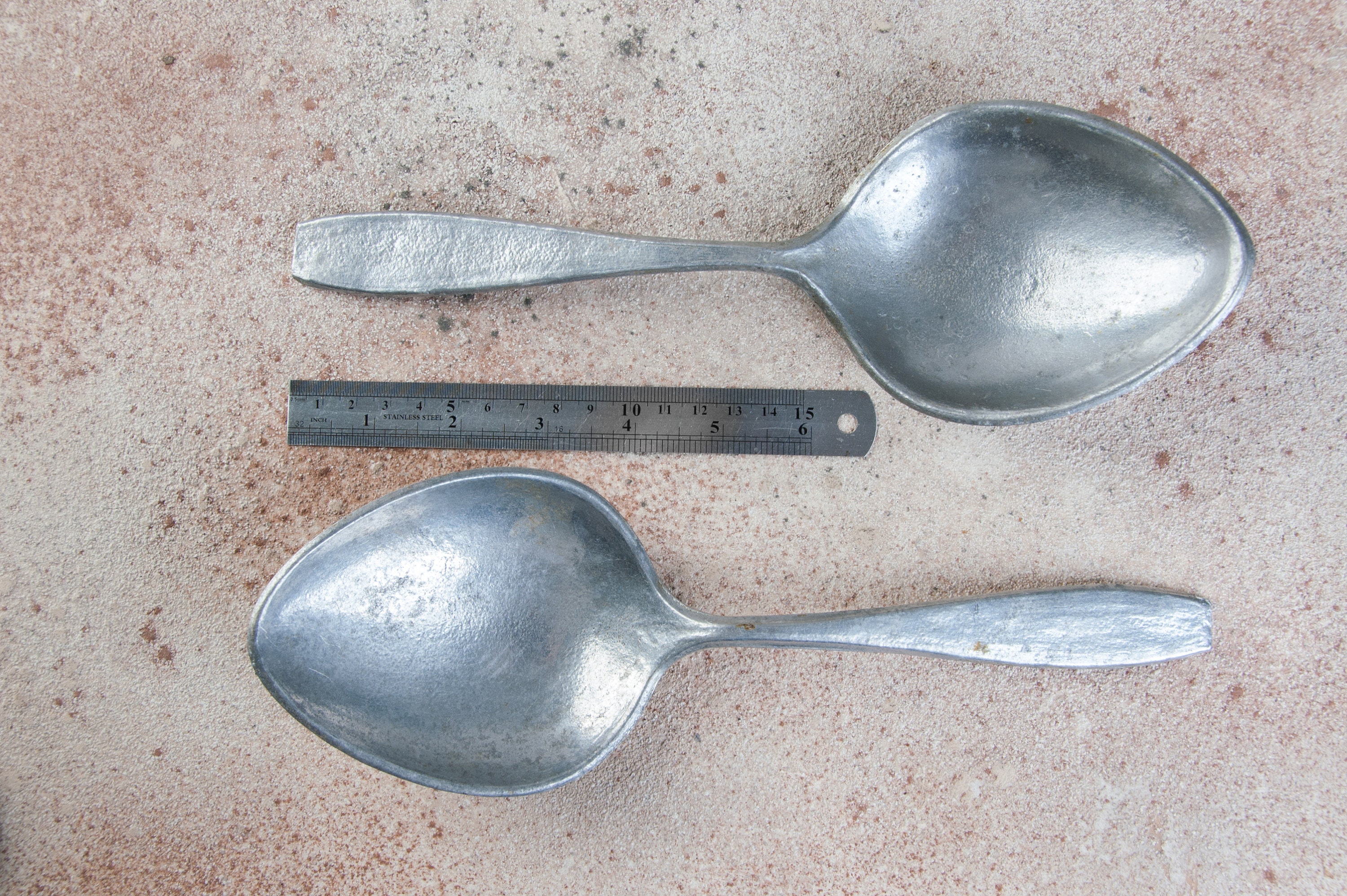 Large aluminum spoons Vintage metal spoons Set of 2 Food Etsy