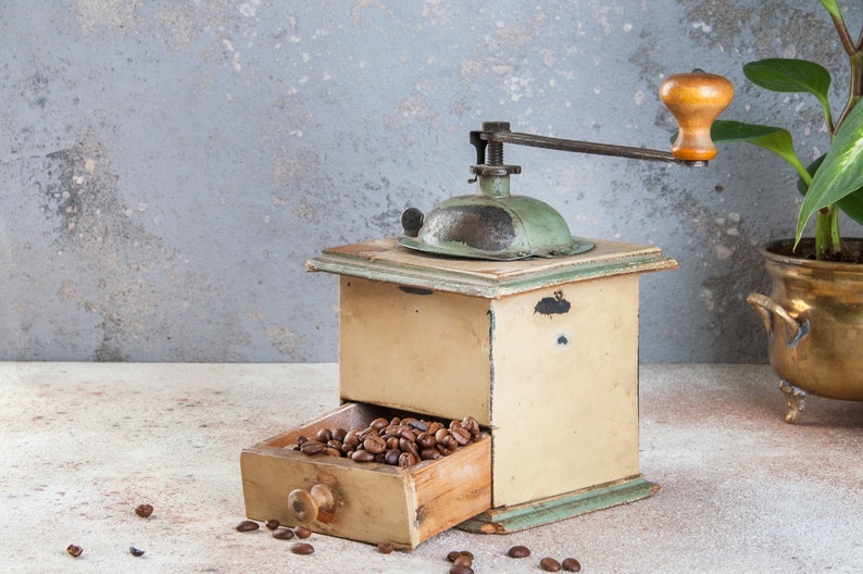 food photography props vintage coffee mill vintage coffee grinder kitchen decor metal wood coffee grinder Old coffee grinder