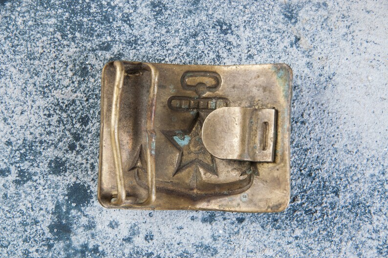 Vintage military belt buckle with a star Army brass buckle Old buckle Military uniform buckle Soviet soldier belt buckle Collectible Props