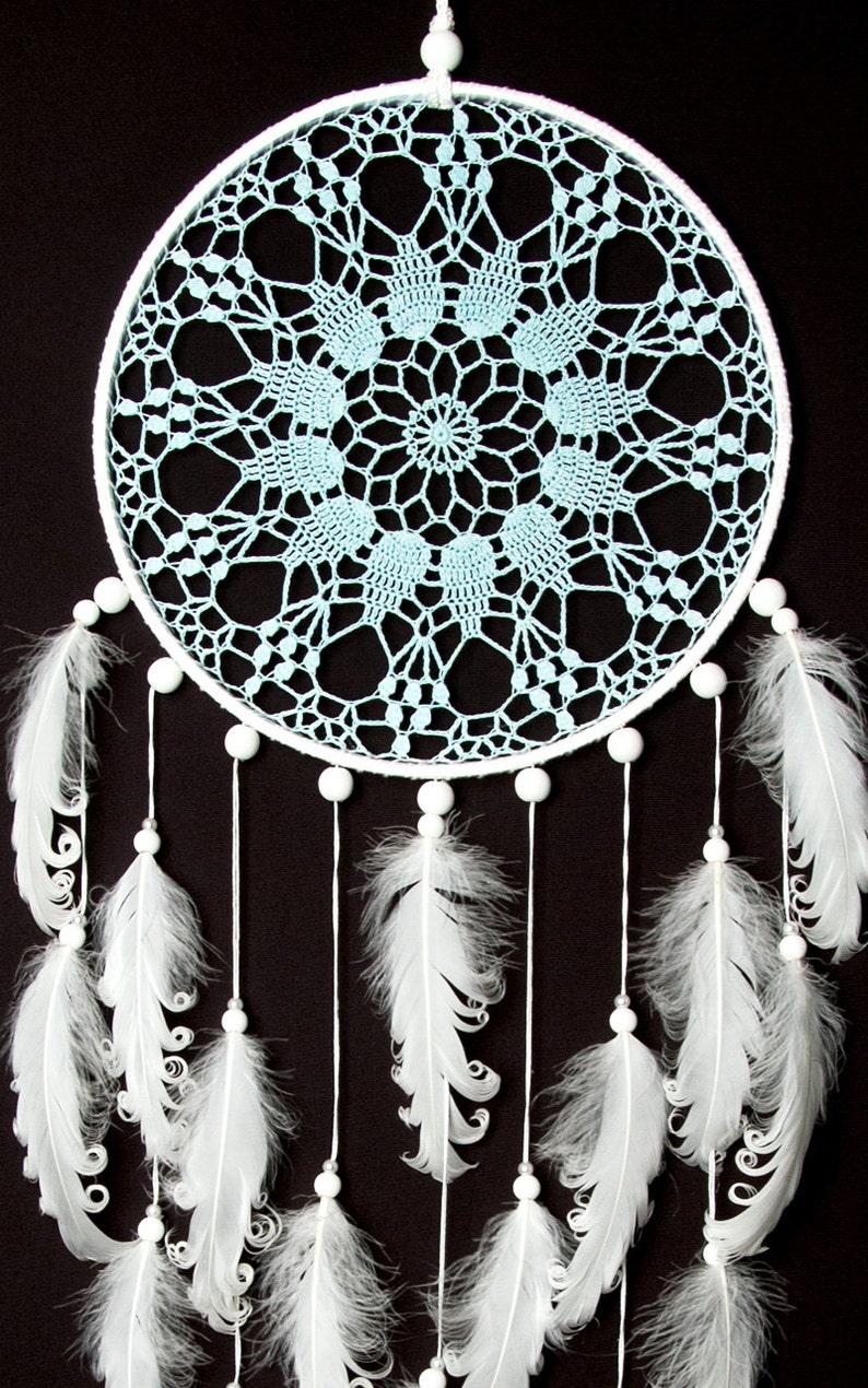 Large Light Blue White Dream Catcher Wedding Decor Nursery | Etsy