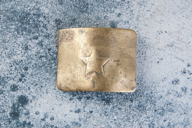 Vintage military belt buckle with a star Army brass buckle Old buckle Military uniform buckle Soviet soldier belt buckle Collectible Props