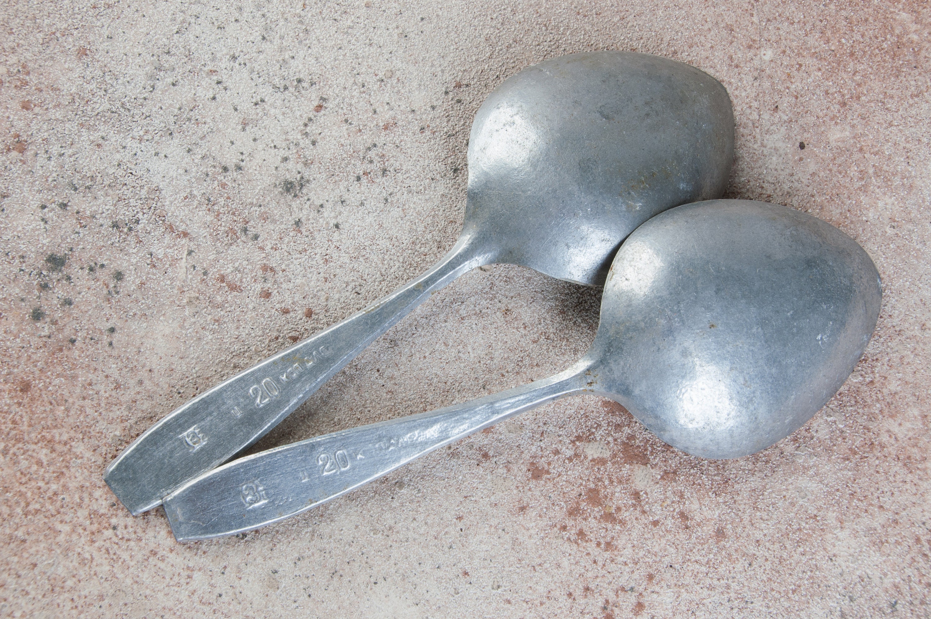 Large aluminum spoons Vintage metal spoons Set of 2 Food Etsy