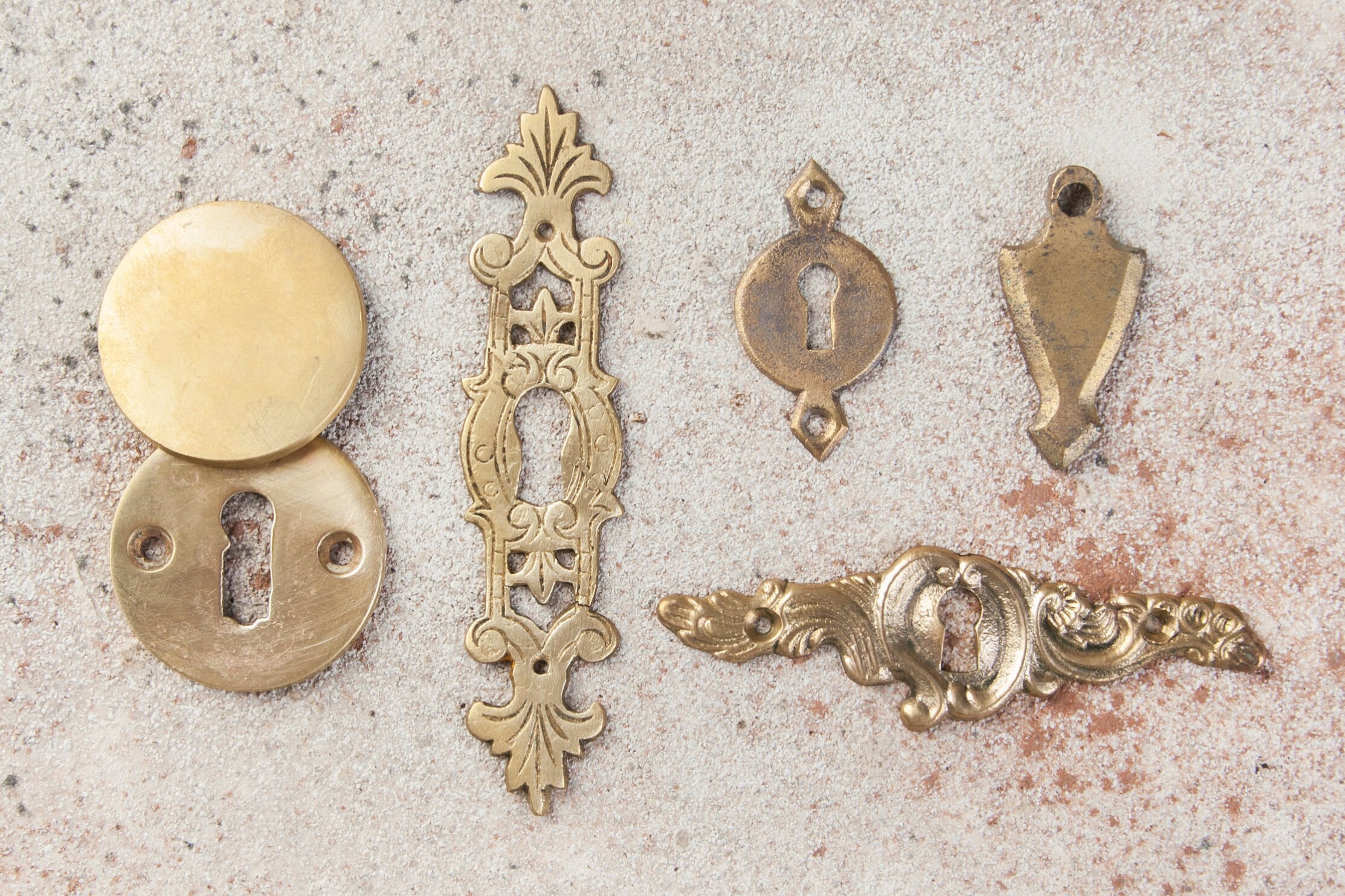 Antique bronze keyhole cover Vintage brass furniture onlays | Etsy