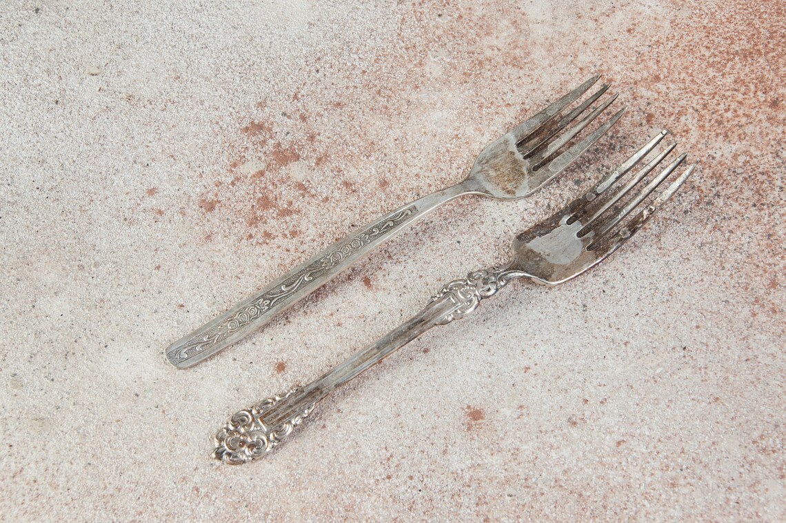 Set of 2 old forks Vintage metal forks Tableware serving set Etsy