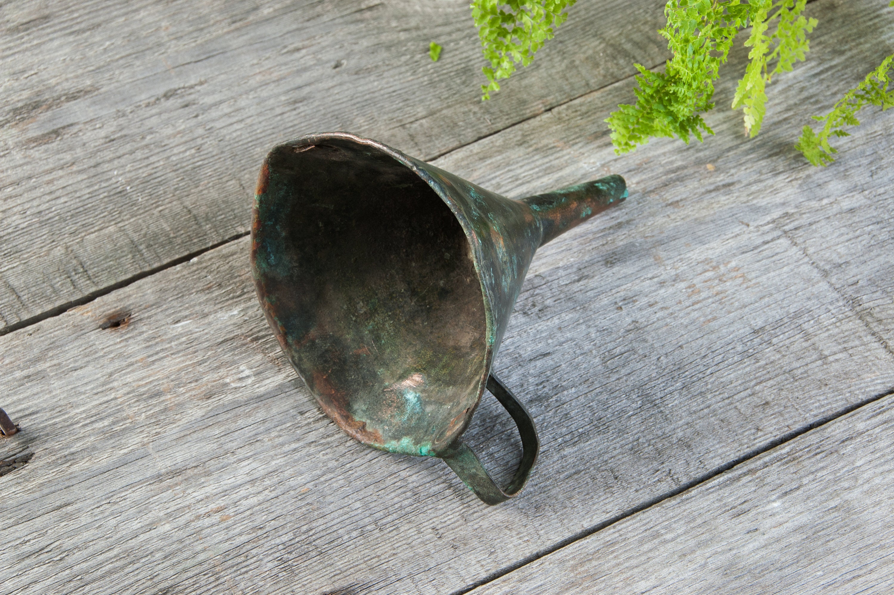 Antique brass funnel Rusty metal funnel Farmhouse decor Etsy