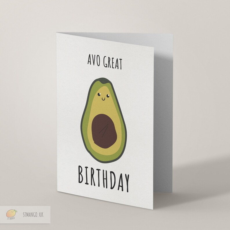 Avo Great Birthday Birthday Card / Avocado Card / Avocado - Etsy Singapore