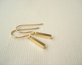 Tiny bar earrings with 14 kt. Gold-filled french ear wire, Simple gold bar earrings, dangle, drop earrings, bridesmaid gift, Gift for her