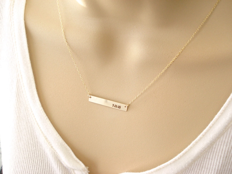 Rose Gold filled Personalized Bar Necklace...engraved name plate gold bar jewelry monogram Sorority gift bridesmaid gift 14 kt