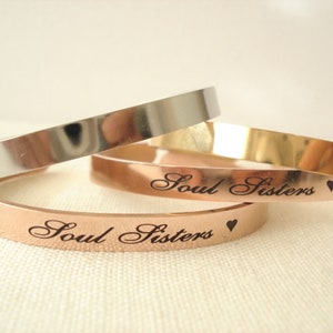 Personalized Cuff Bracelets...Gold, Silver or Rose Gold over Stainless steel, Custom bridesmaid, sorority, best friends gift for him or her