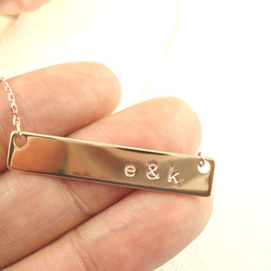 Hand Stamped Rose Gold Bar Necklace...Personalized Name plate bar jewelry, Sorority gift, monogram, bridesmaid gift image 2