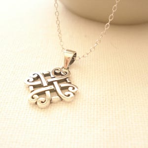 Celtic Necklace...Sterling Silver Infinity Heart pendant charm, Forever Love knot, Irish Heart necklace, Celtic Heart knot jewelry