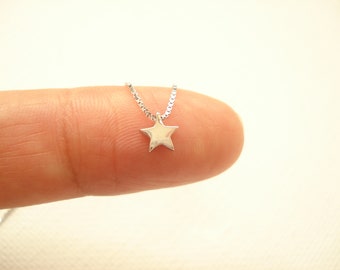 Tiny Sterling silver Star Necklace...Layering necklace, Gift for her, Dainty Star necklace,