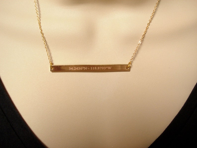 wedding Personalized Gold bar necklace...Engraved Bar bridesmaid gift best friend gift sorority