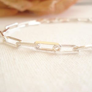 Sterling silver Italian Link Bracelet...Shiny Paperclip Bracelet, Stackable Layering Bracelet, bridesmaid gift, simple everyday jewelry