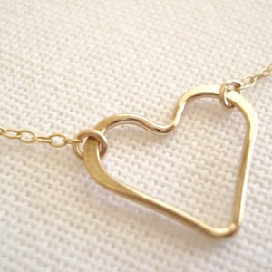 Heart Necklace...Gold fill, Sterling silver or Rose gold Open Heart Necklace, lover&#39;s Jewelry, Dainty Charm Necklace, layering, for her