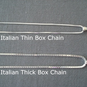 Sterling Silver Chain...Italian Box chain, .925 solid sterling silver, Thin 1.1 mm Box chain, Thick 1.6 mm Box chain, 16&quot; to 30&quot; long