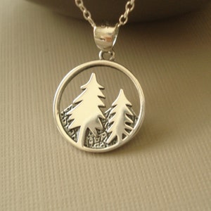 Sterling Silver Pine Tree Necklace...Evergreen tree, mountain and nature jewelry, Inspirational gift, Tree charm necklace, Forest nature