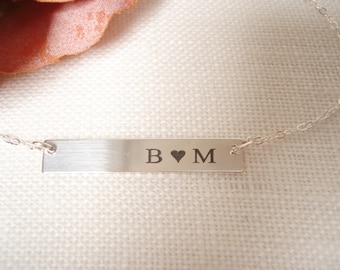 Sterling silver Personalized Bar Necklace...engraved name plate gold bar jewelry, Sorority gift, monogram, bridesmaid gift