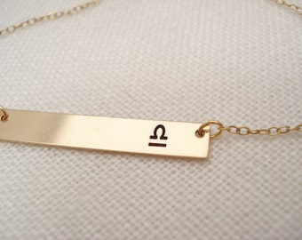 Gold filled Zodiac bar necklace...Personalized Engraved Bar, sorority, best friend gift, wedding, bridesmaid gift