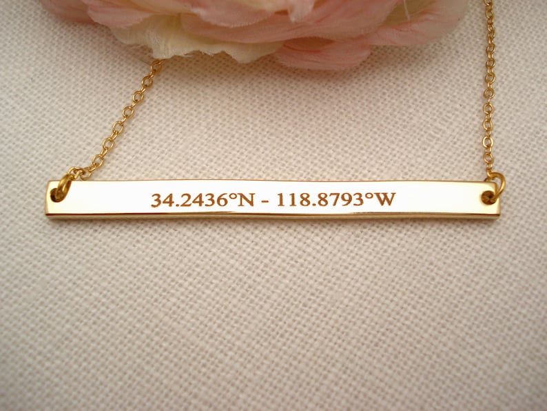 wedding Personalized Gold bar necklace...Engraved Bar bridesmaid gift best friend gift sorority
