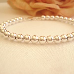 Sterling silver Italian Ball Bead Bracelet...Shiny Stackable Layering Bracelet, Sorority gift, bridesmaid gift, simple everyday jewelry