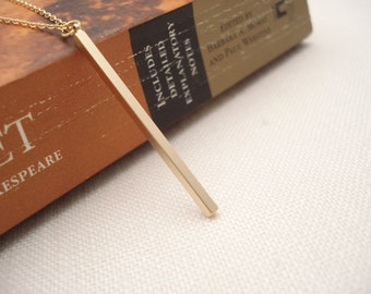 Vertical bar necklace...Gold or Silver Long thin bar, Simple delicate, long layered drop, sorority, best friend gift, bridesmaid gift