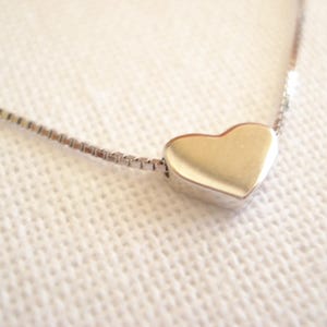 Heart Necklace...Sterling Silver lover&#39;s Jewelry, Dainty Charm Necklace, Minimalist silver Heart, layering, birthday gift, gift for her
