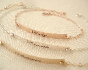 Personalized Bracelet (Gold filled, Sterling Silver or Rose Gold filled) handmade jewelry, bridesmaid, sorority, best friends gift