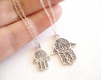 Hamsa Necklace...Sterling silver minimalist  Hamsa Pendant Charm Necklace, Evil Eye protection, Religious Jewelry, Hand Of Fatime Necklace