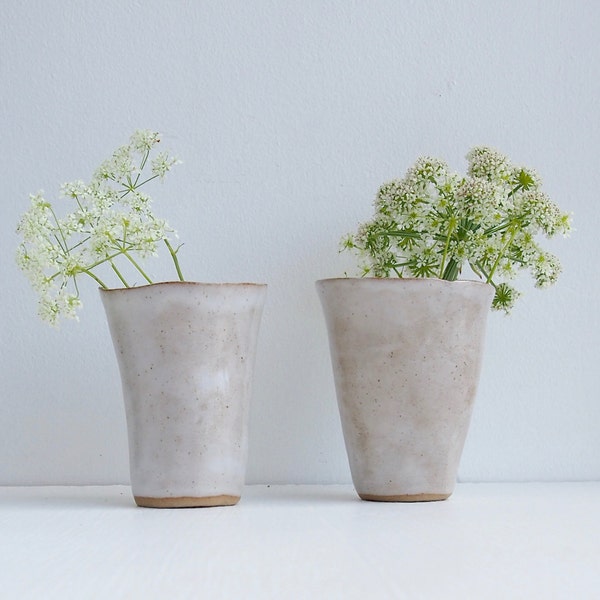 Simple white organic ceramic vase, white pottery vase, stoneware pottery vase, white flower vase, rustic white vase, white bud vase, vessel